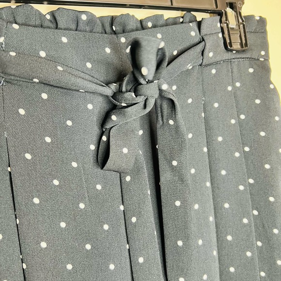 Kenar Wide Leg Pants 4 Black Polka Dot Cropped Pleated Front Trousers Belted - Picture 3 of 10